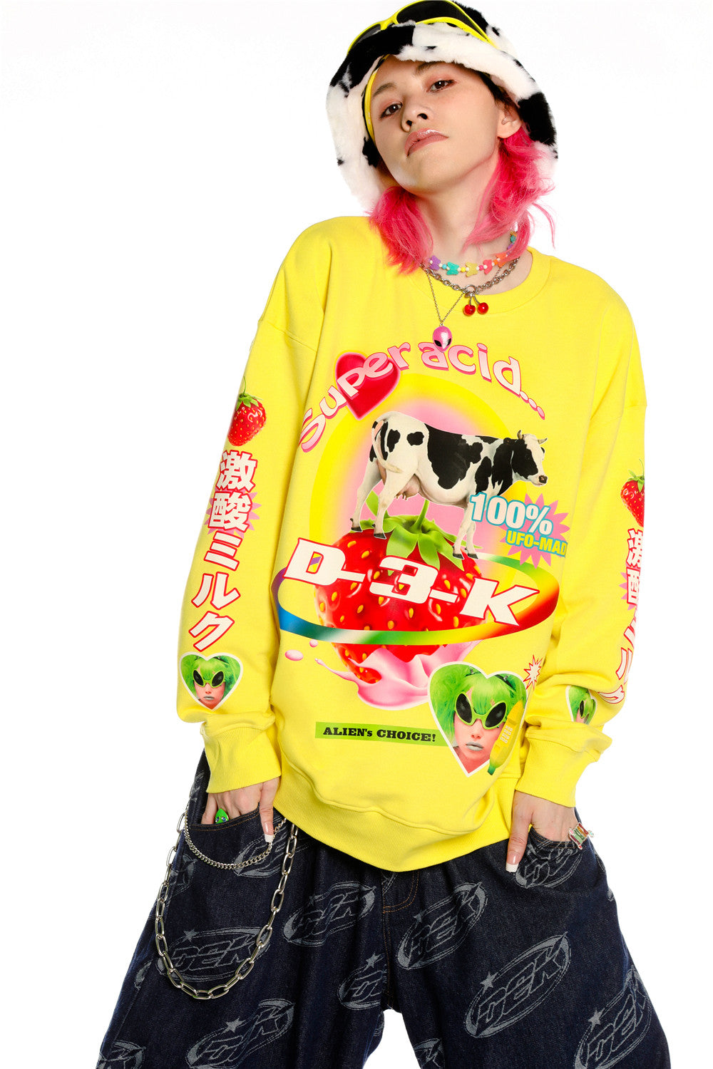 Felpa Y2K retrò americana giallo limone