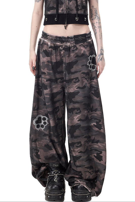 Rhinestone Rivet Scissor-Leg Sweatpants