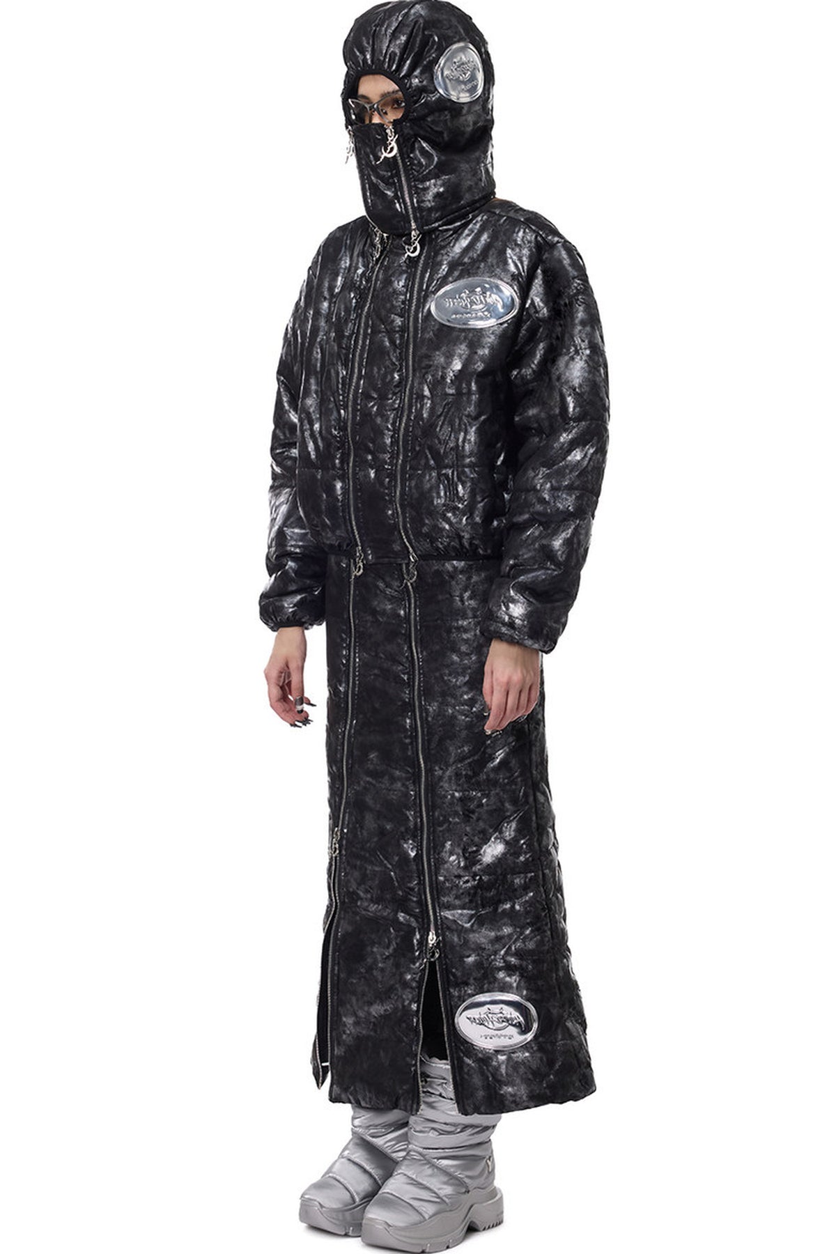 Y2K Space Black Silver Double Zipper Jacket