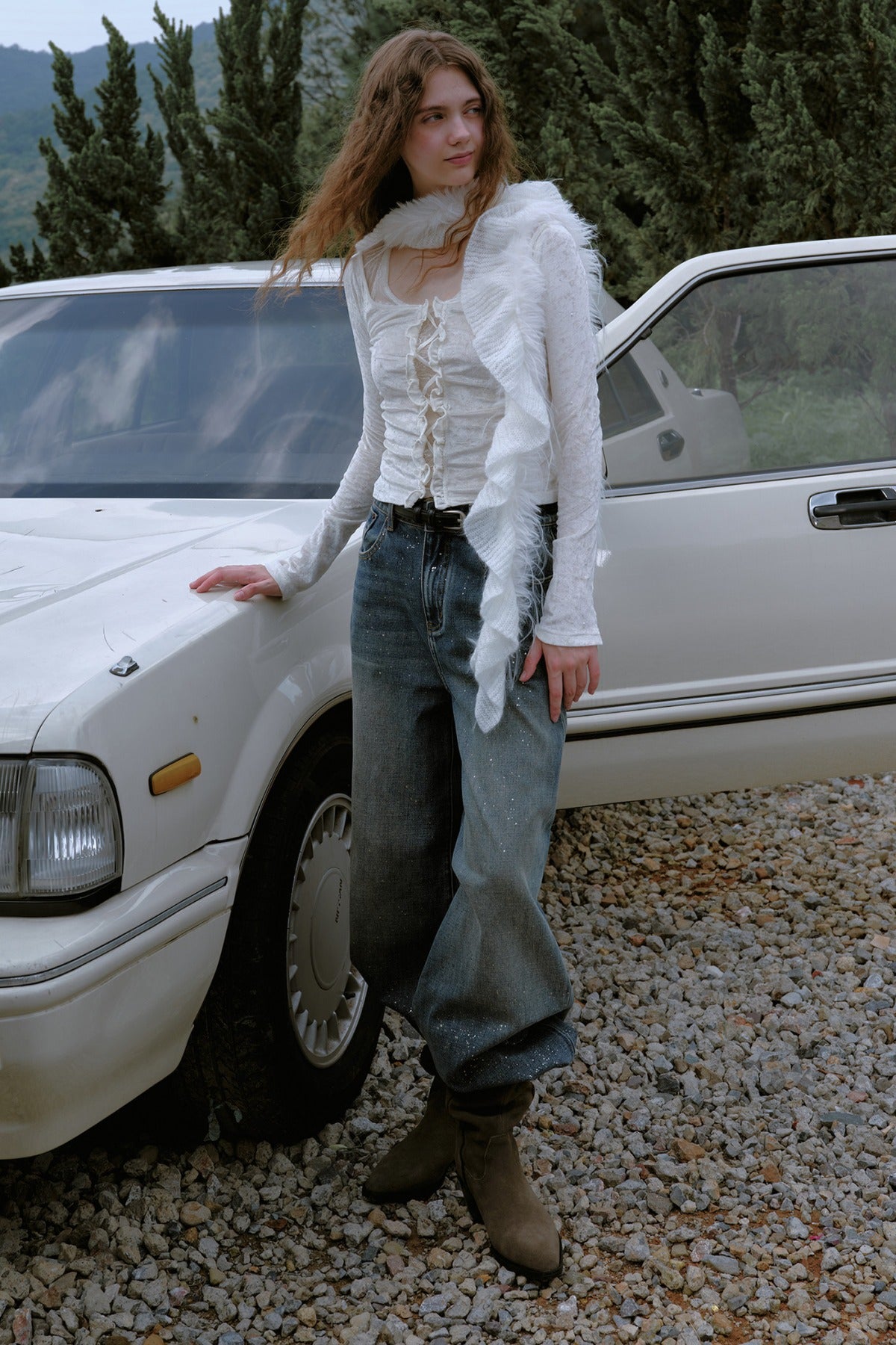 Beaded Lace Cut-Out Top