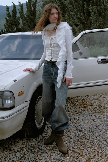 Beaded Lace Cut-Out Top