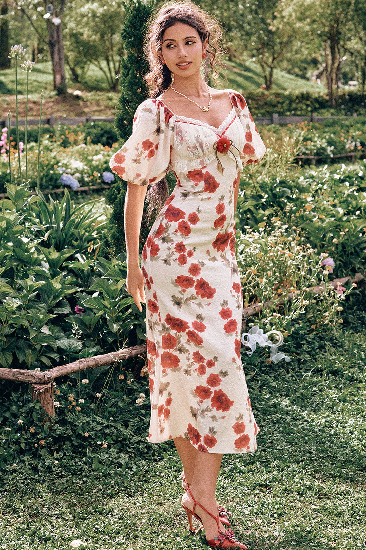 French Pastoral Floral Base Layer Top and Dress Set-Up