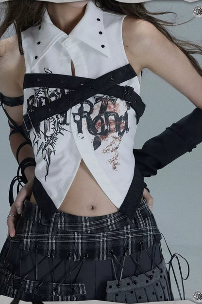 Yaya Print Patchwork Vest
