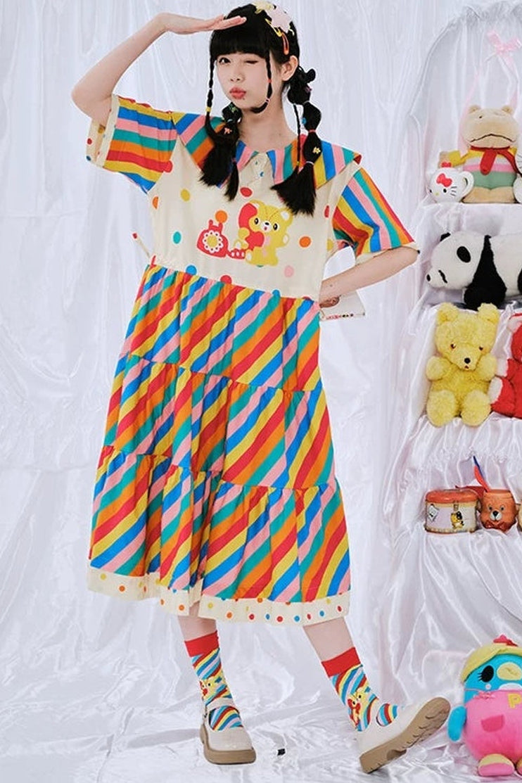 Regenbogen-Tagebuch-Kleid im japanischen Stil