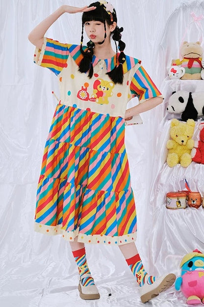 Regenbogen-Tagebuch-Kleid im japanischen Stil
