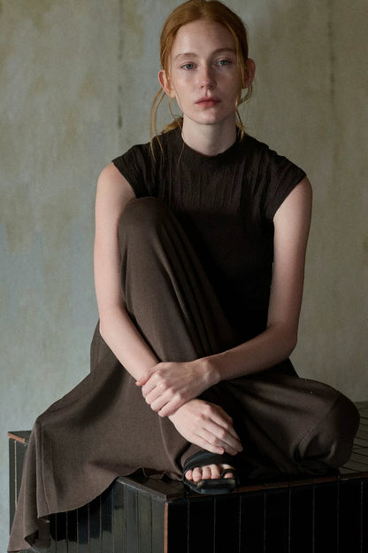 Coffee Tencel Knitted Top