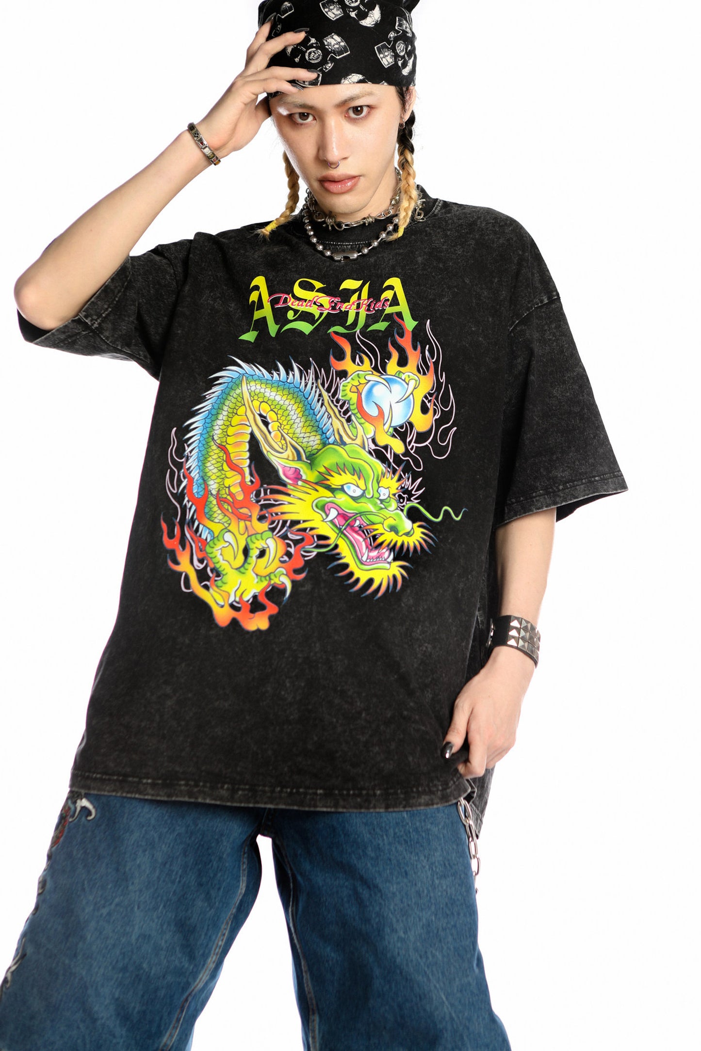 Dragon Print Loose Blouse