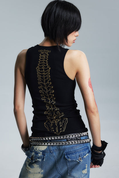 Two-Color Metal Chain Print Camisole Top