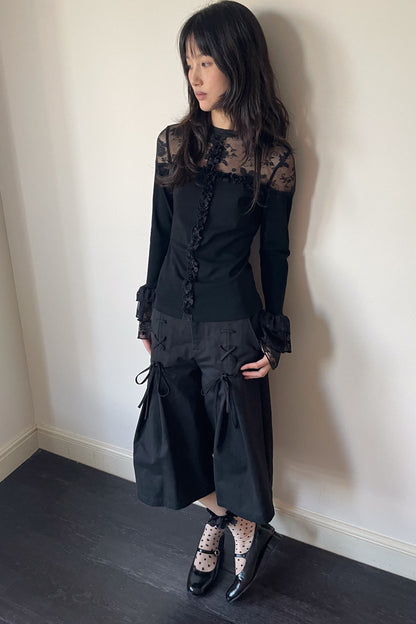 Bow Tie Wide-Leg Pants