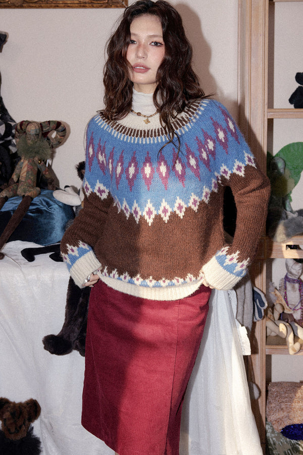 Coarse Knit Fair Isle Sweater