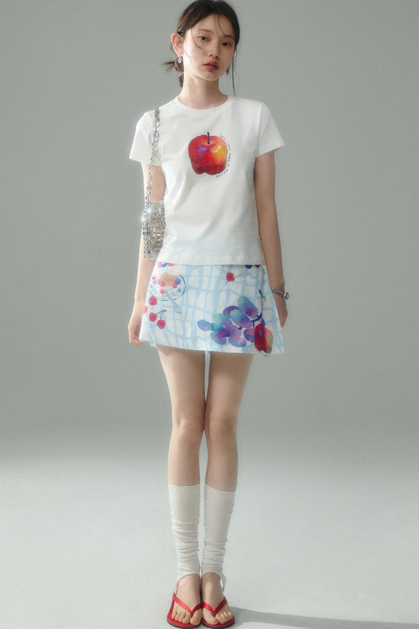 Fruit Print Halter Top and Skirt Set-Up