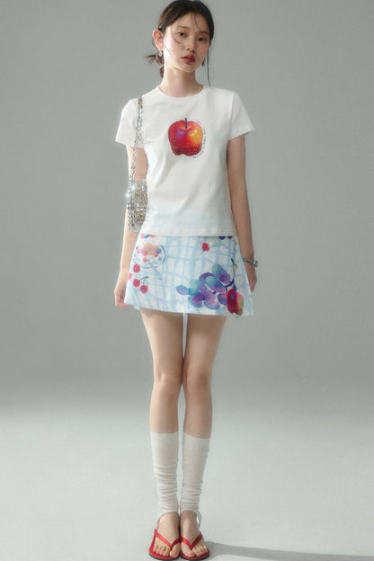 Fruit Print Halter Top and Skirt Set-Up