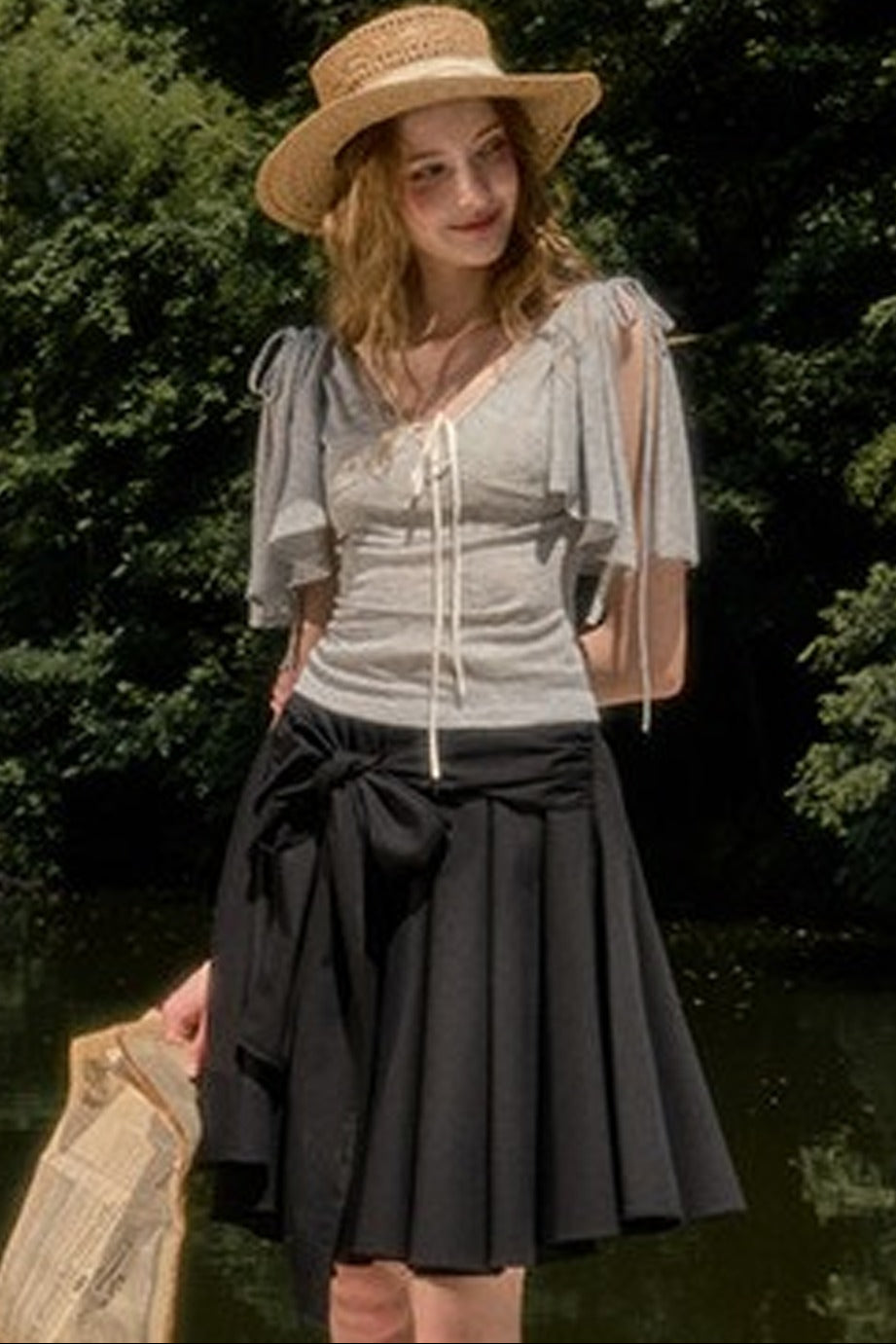 Cape-Style Short-Sleeve Top and Dress Set-Up