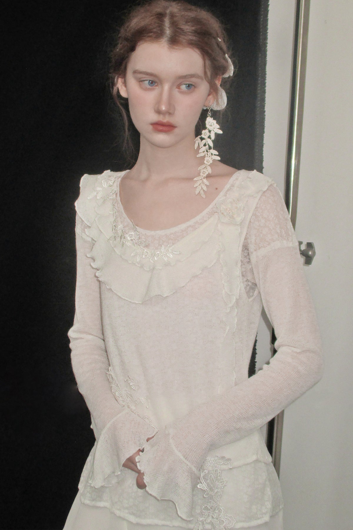 White Lace Knit Top