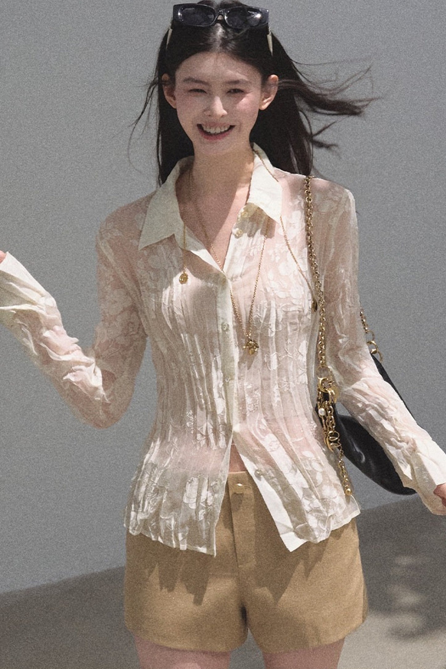 Floral Burnout Long Sleeve Shirt