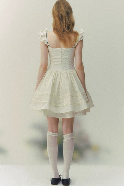 Sunset Patchwork Flutter-Sleeve Dress