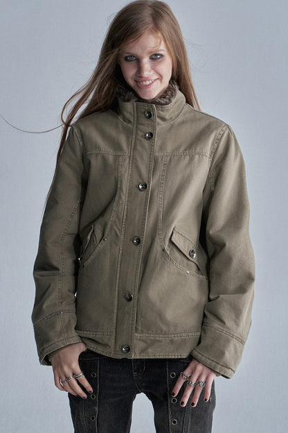 Reversible Seamed Metal Button Jacket