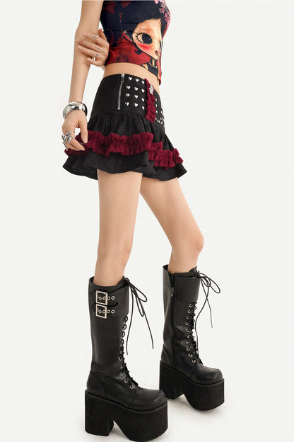 Y2K Graphic Tank Top and Rivet Tiered Skirt Set-Up