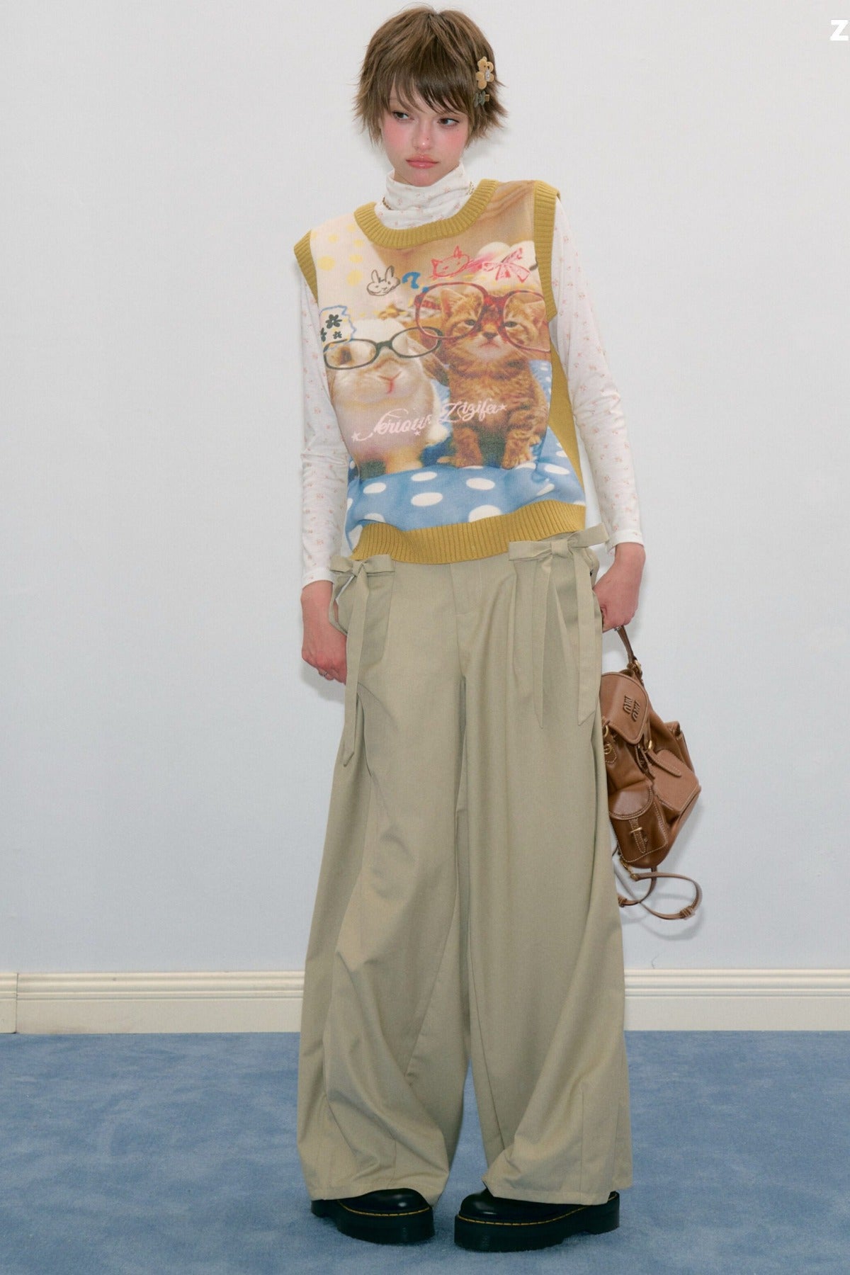 Cat Print Knit Vest
