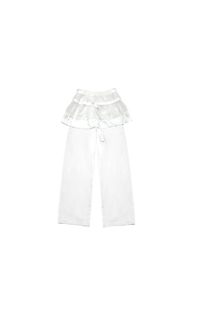 Tencel-Baumwolle-Hose mit Lagenlook und weitem Bein