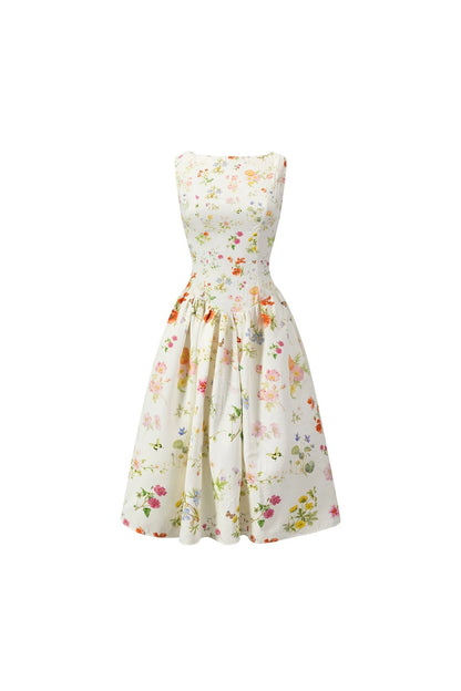 French Hand-painted Floral Tencel Dress