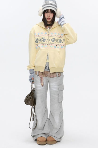 Yellow Bear Fair Isle Hoodie
