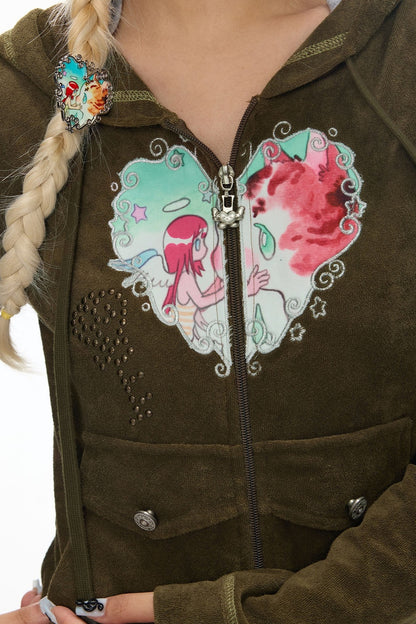 Vintage Green Swirl Heart Jacket