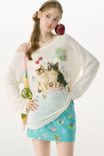 Cat Island Heart Cut-Out Blouse