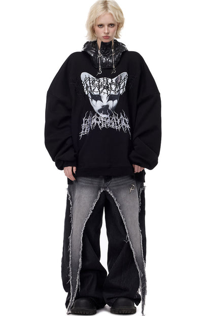 Cat Metal Thorns Heavy Industry Embroidered Blouse