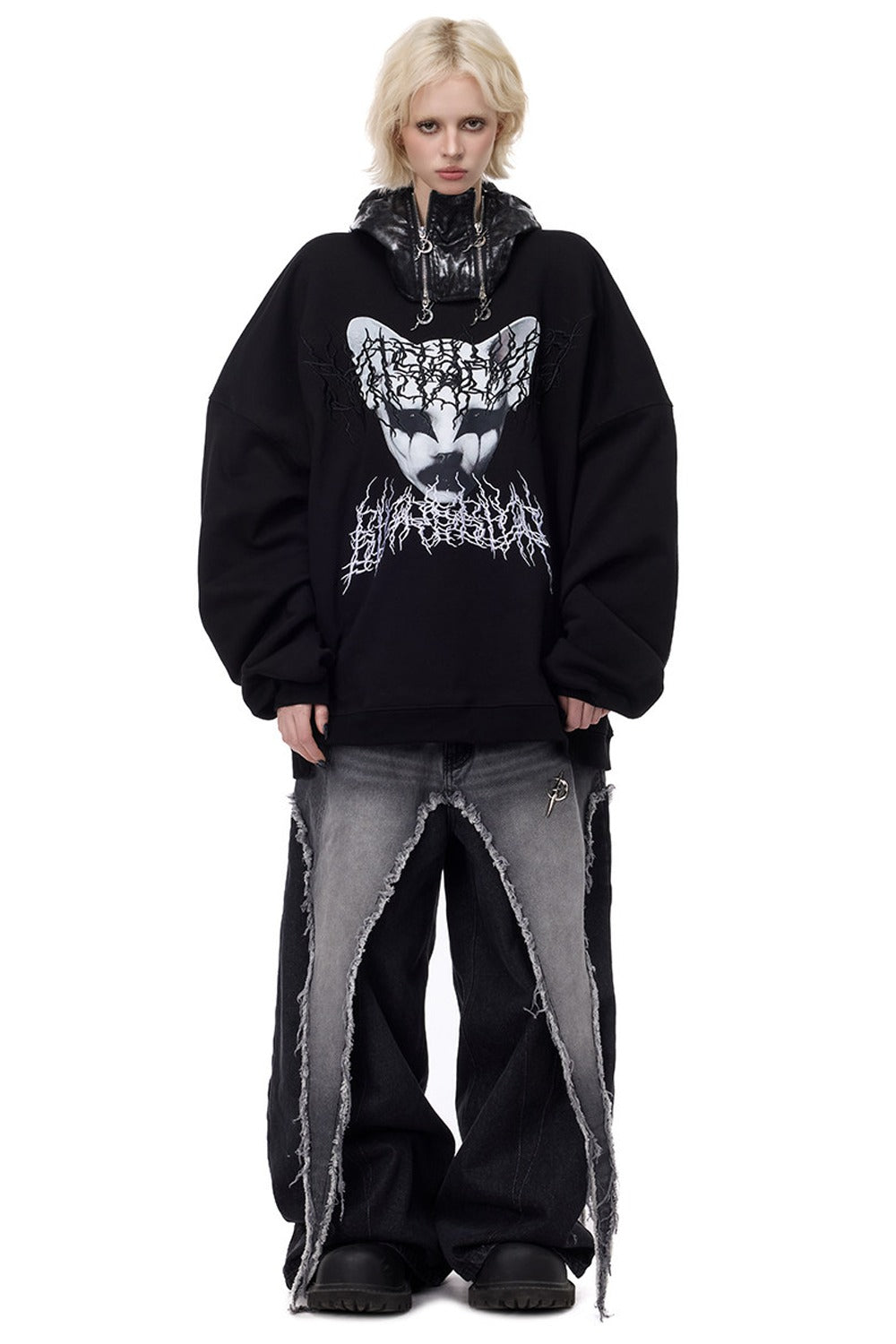 Space Black Double Zipper Balaclava Hooded