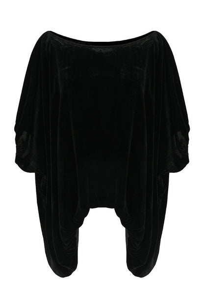 Black Velvet Top And Pleated Skirt Set