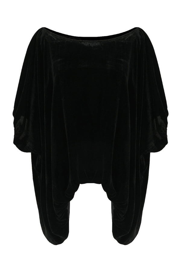Black Velvet Top And Pleated Skirt Set