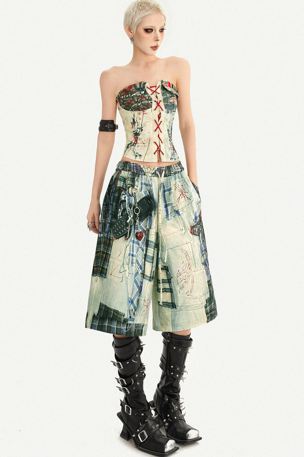 Printed Strapless Tube Top and Cropped Pants Set-Up