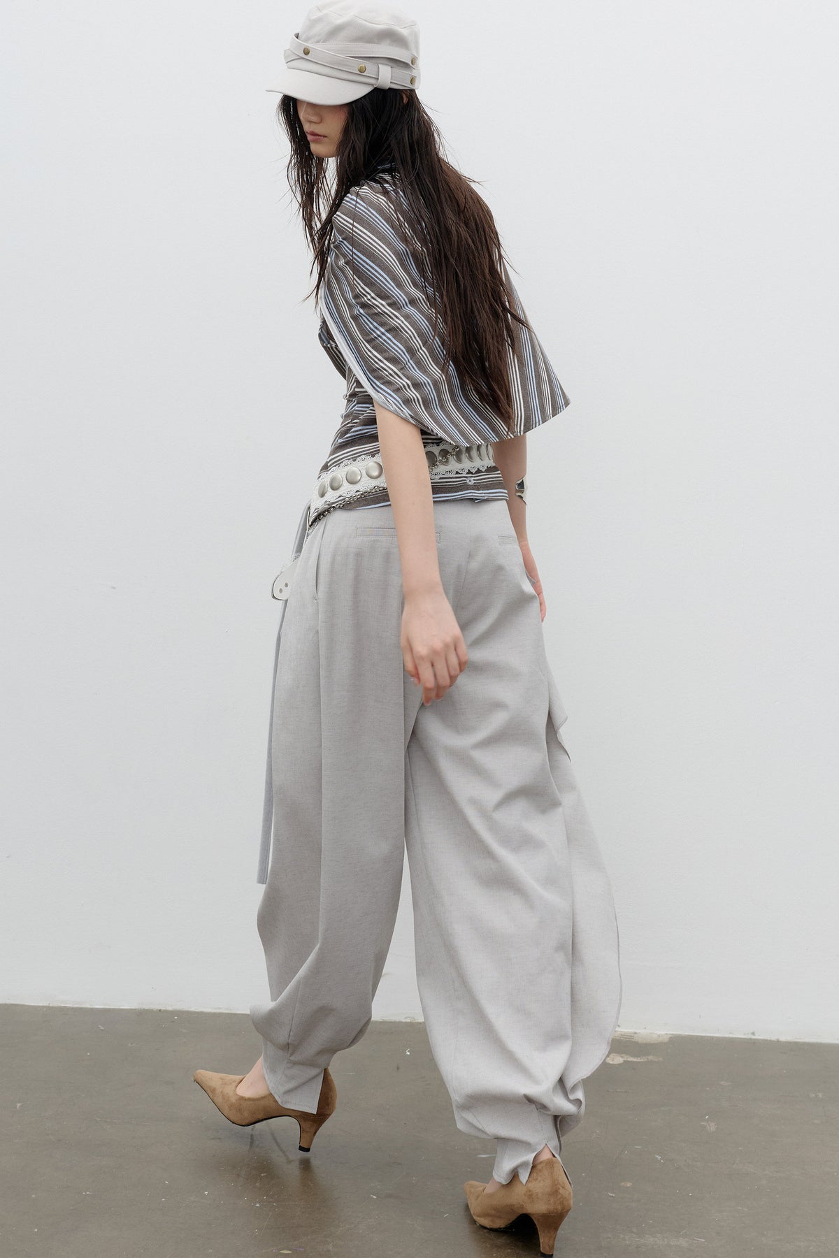 Striped Cape-Style Halter T-shirt