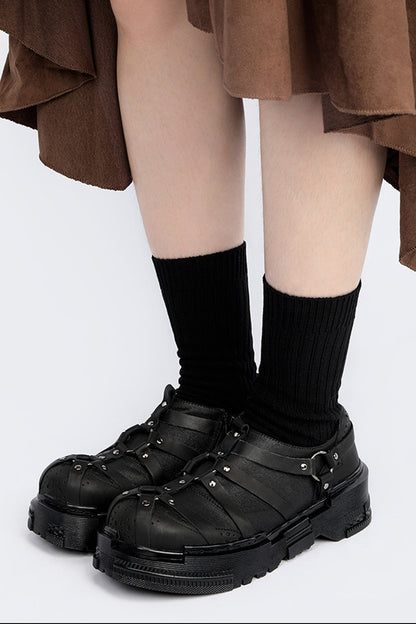 Gothic Metal Buckle Platform Shoes