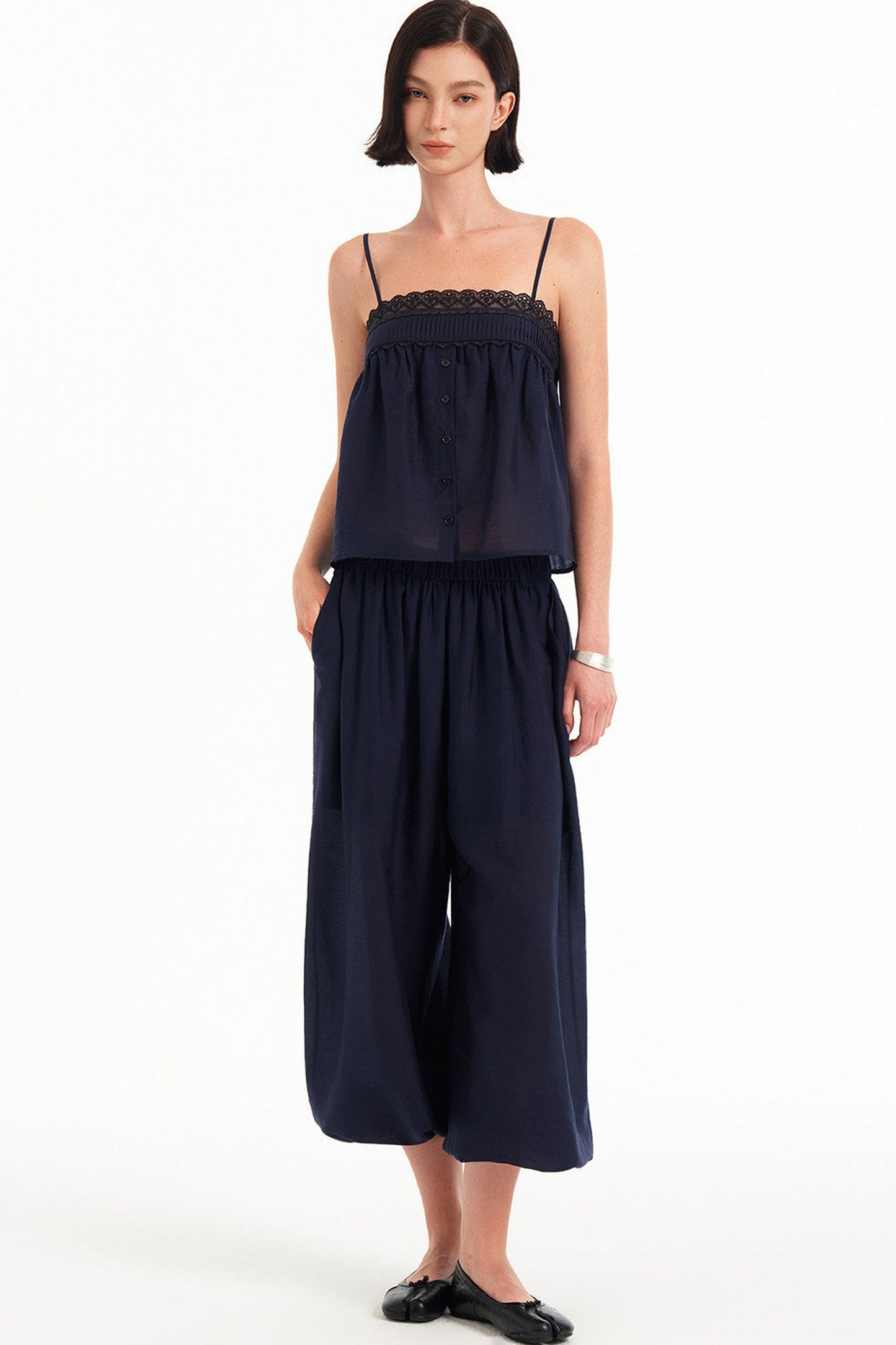 Tencel Lace-Trimmed Camisole Top Set-Up