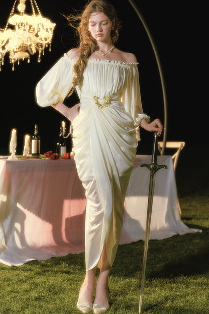 Satin Off-Shoulder Dress