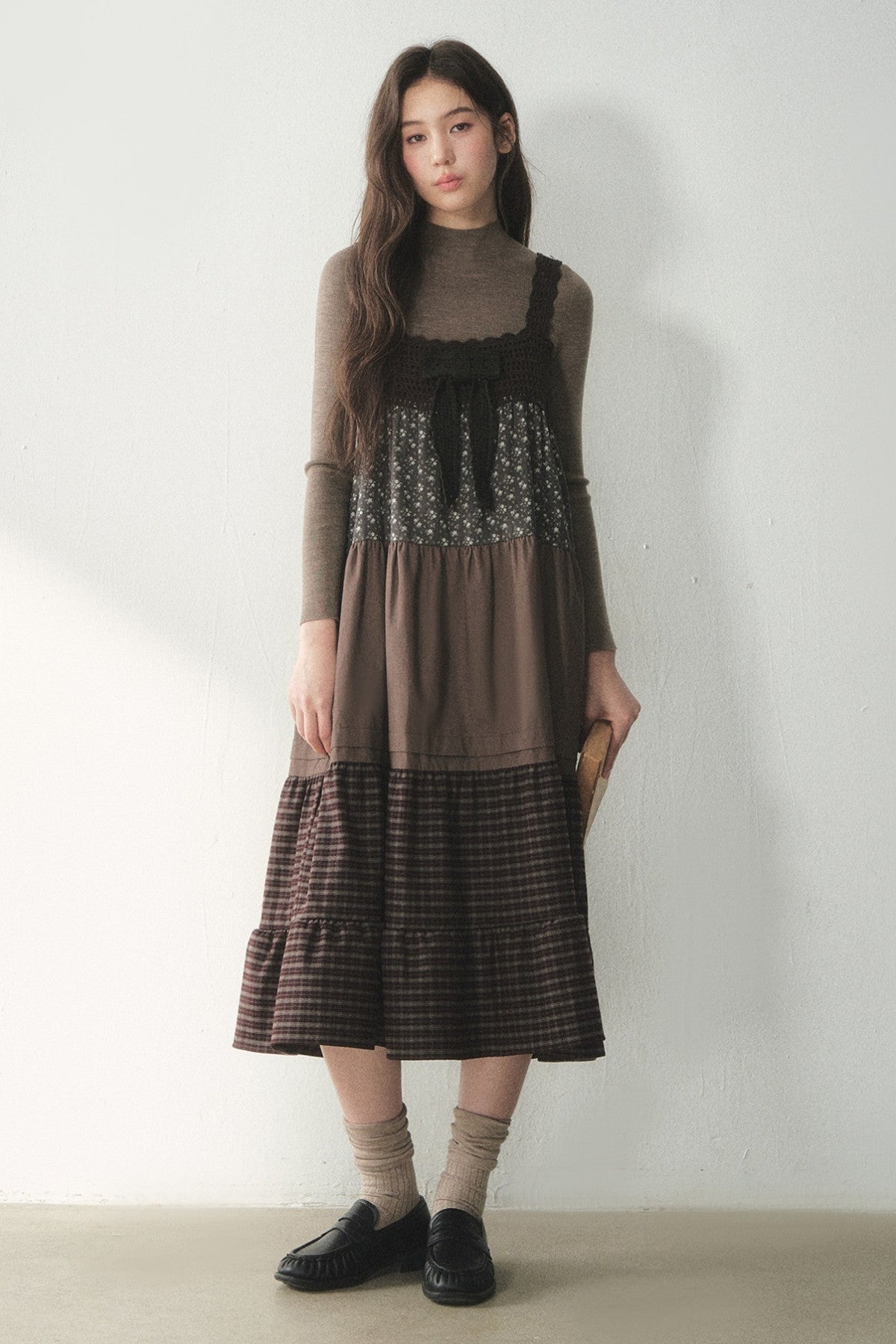 Plaid Floral Patchwork Dress