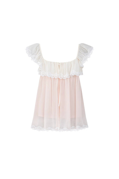 Modal Bow-Knot Square Neck Mesh Camisole