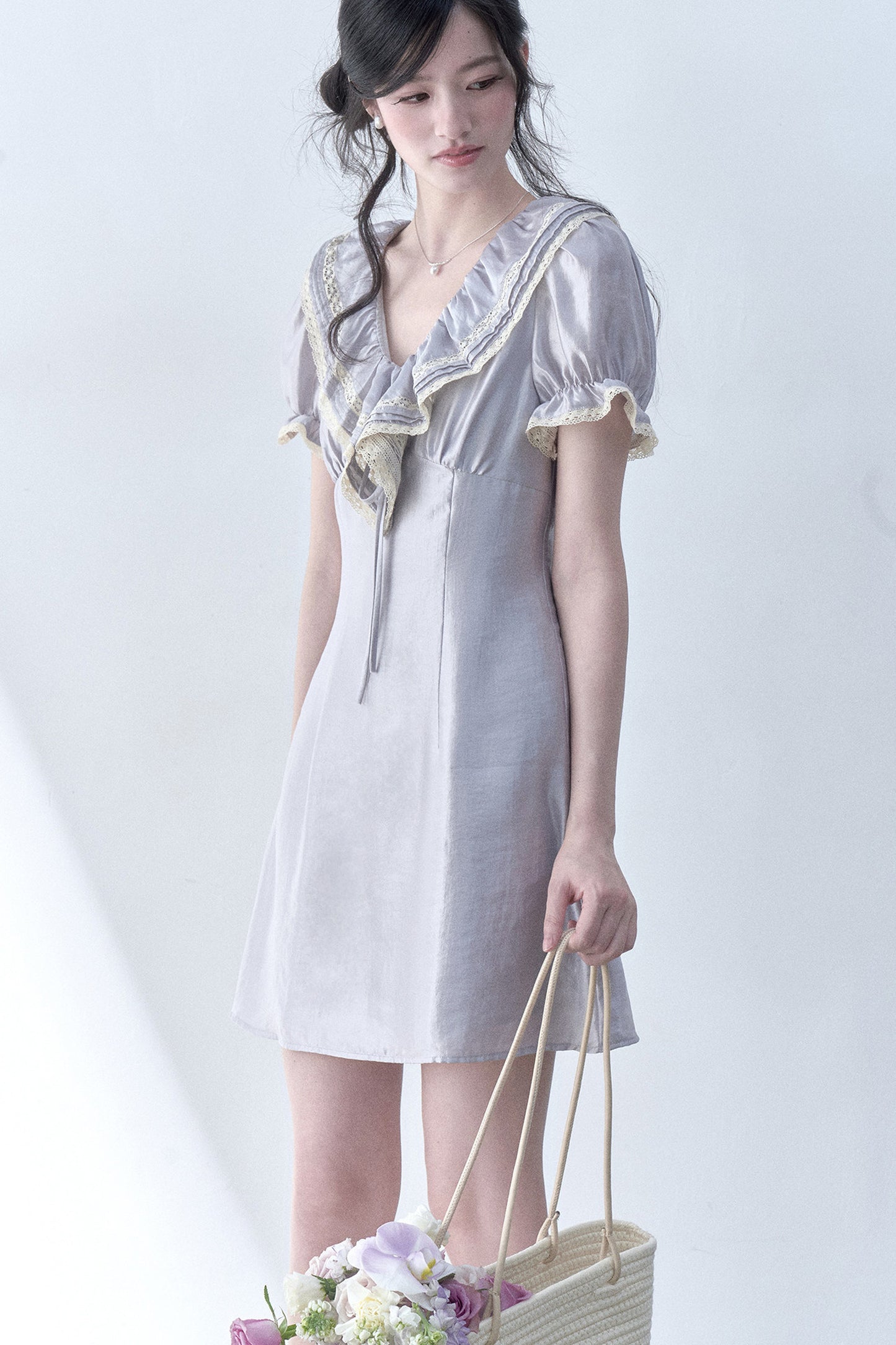 Moonlit Ruffled Puff Sleeve Dress