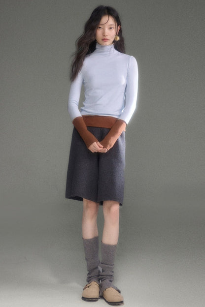 Wool Blend Color-Block Knit Top