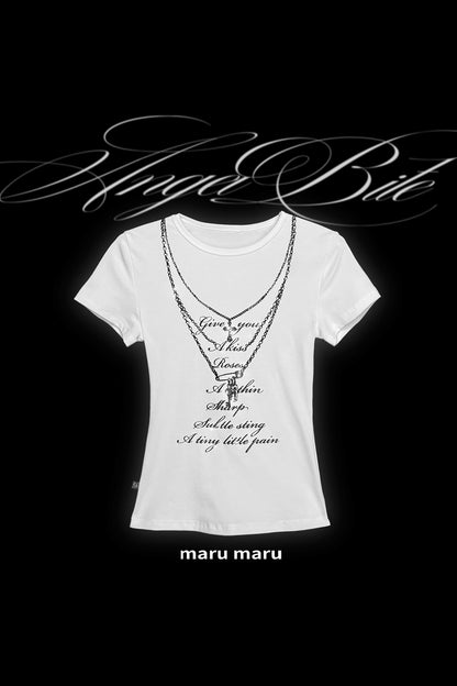 Silver Glitter Chain Print T-Shirt