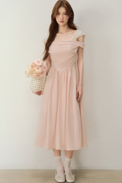 Robe évasée à col en lyocell à carreaux