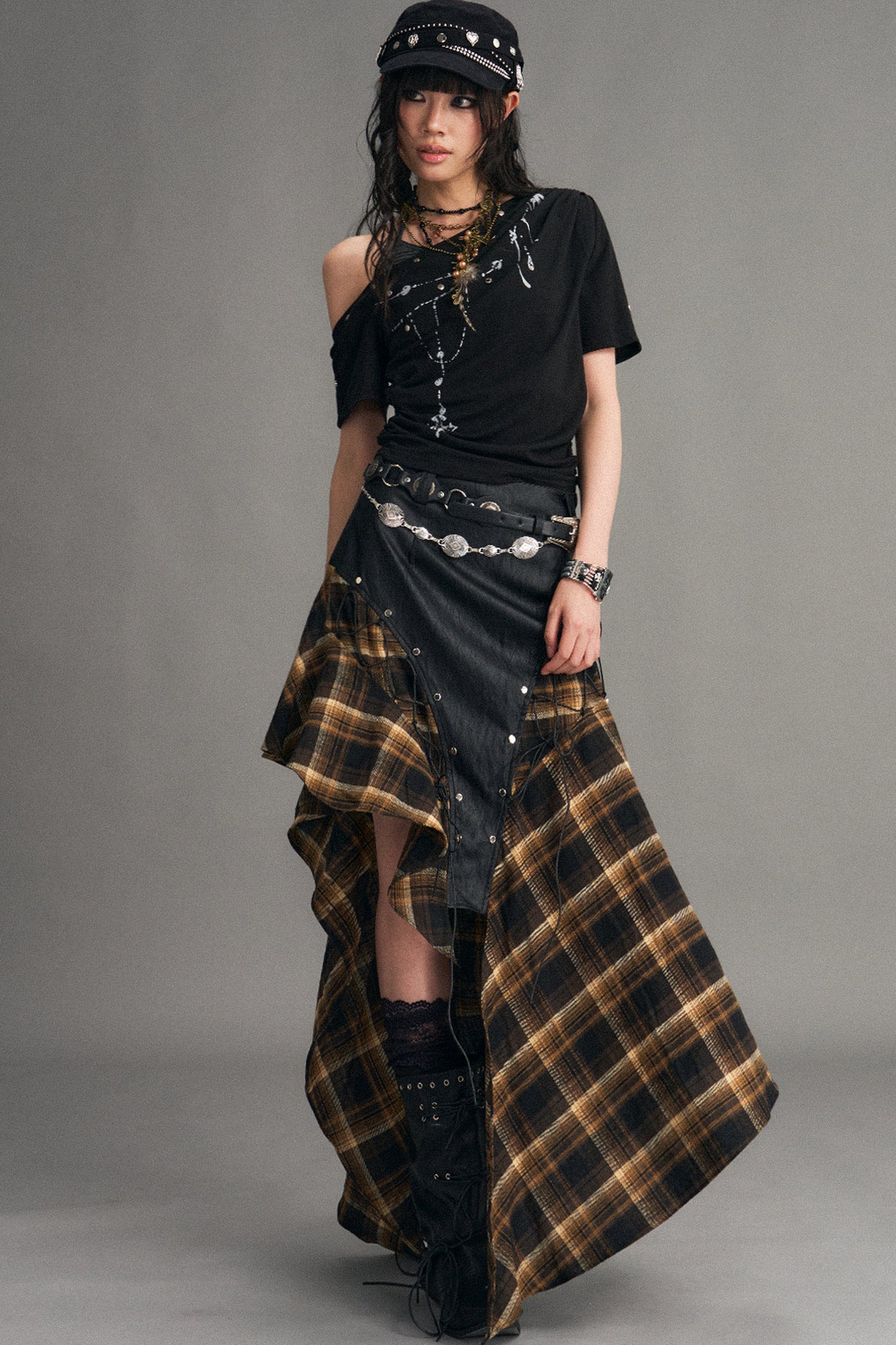 Punk Retro Plaid Skirt