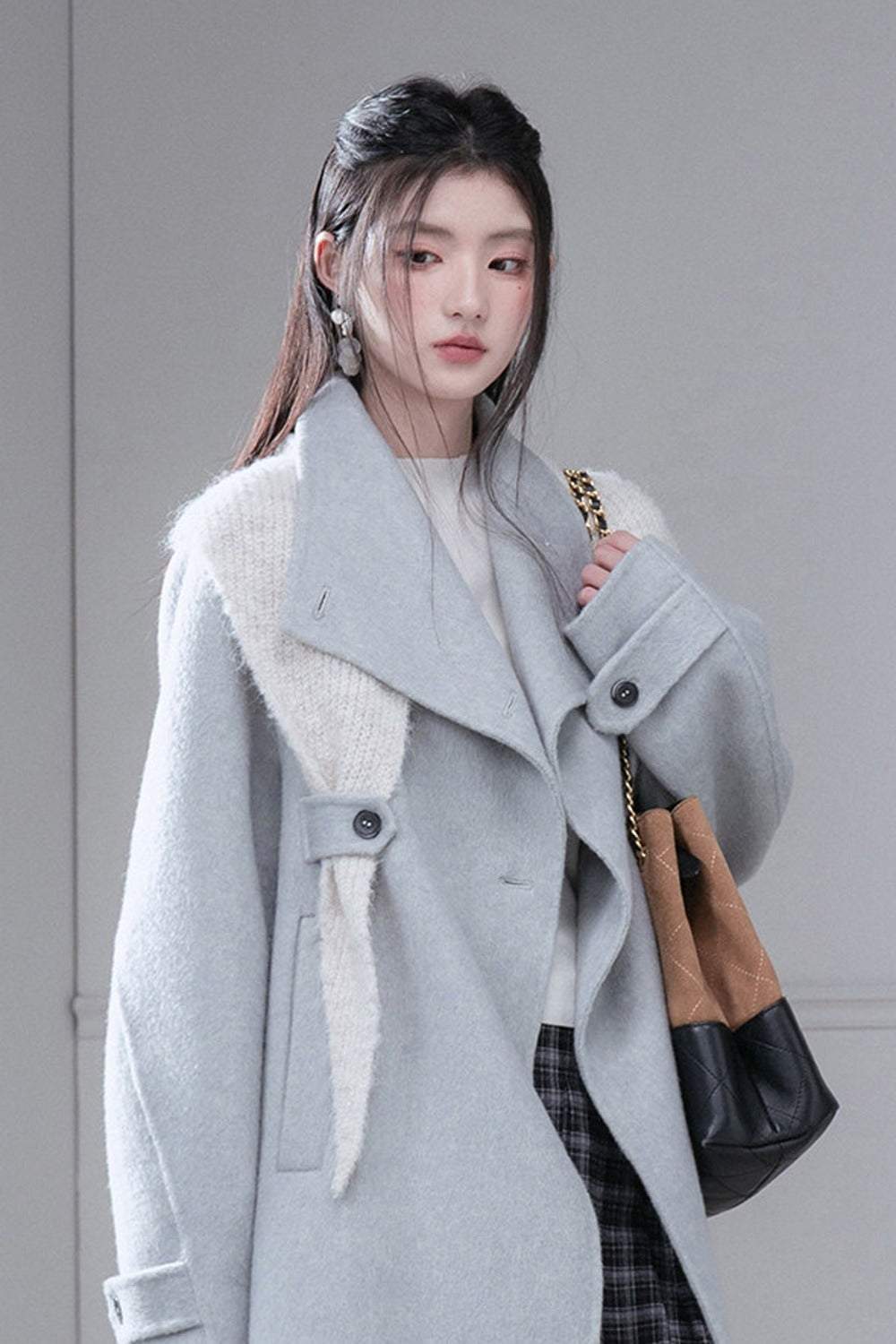 Camel Wool Silk Shawl Coat