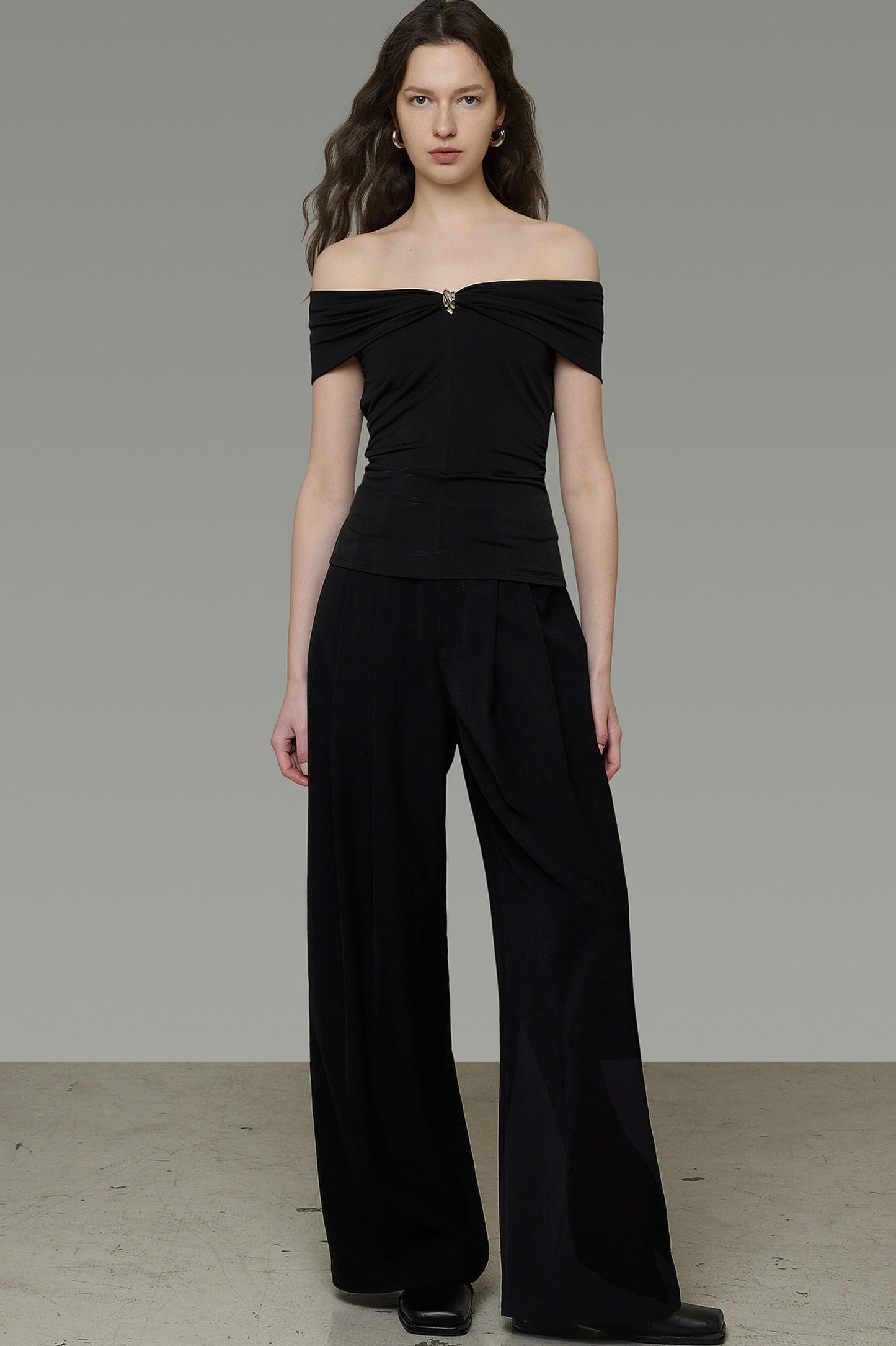 French Twist Knot Off-Shoulder Top