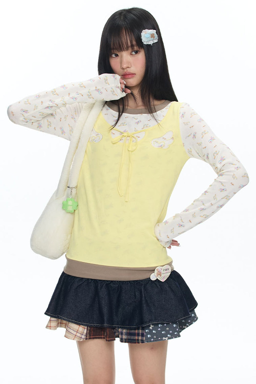 Embroidery Layered-Look Top
