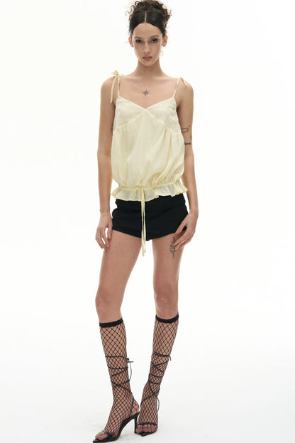 Slightly Glossy Loose Waist-Tie Camisole