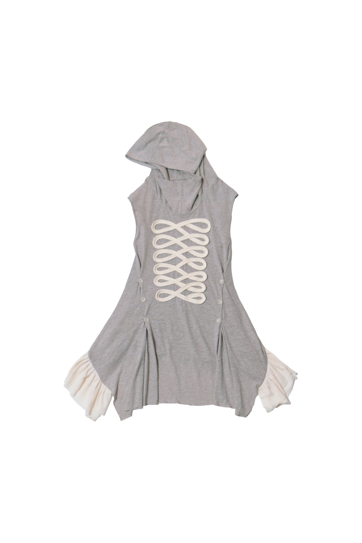 Deconstructed Mesh Patchwork Hooded Top