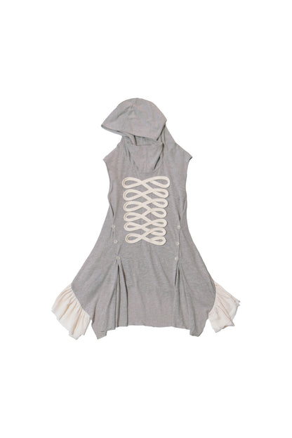 Deconstructed Mesh Patchwork Hooded Top